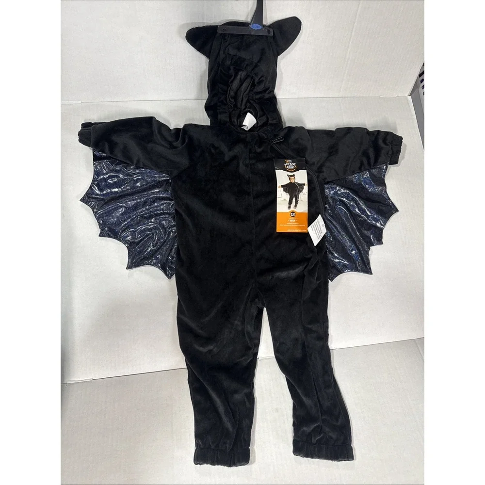 Toddler Bat Halloween Costume Black Velvet Iridescent Wings 18-24M NEW